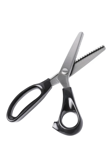 Sermet Süs Dünyası Sürfile Makası Kumaş Zigzag Kesim Makası Titanyum Metal - 3