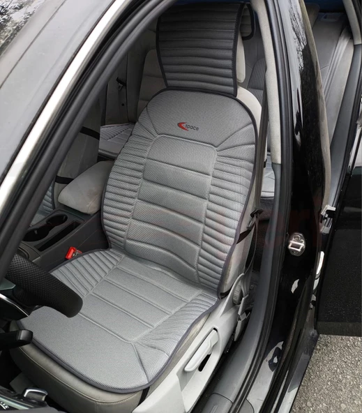 3'lü Gri Oto Koltuk Minderi Set-Ergonomik Lüks Koltuk Minderi Gri-Ön 2 Koltuk ve Arka Oturak - 4