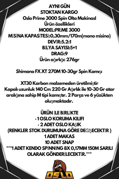 Oslo Prime 3000 Shimano FX XT 270Cm 10-30gr 8 Örgü Spin Olta Seti - Resim 2