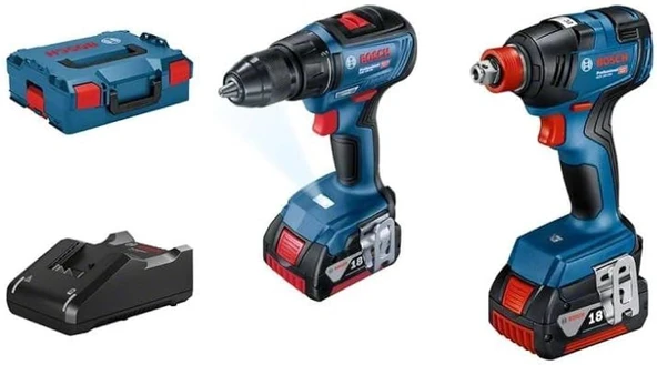 Bosch GSR 18V-50 Akülü Vidalama + GDX 18V-200 Somun Sıkma (2x4.0Ah) Akülü Set