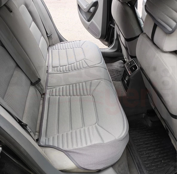 3'lü Gri Oto Koltuk Minderi Set-Ergonomik Lüks Koltuk Minderi Gri-Ön 2 Koltuk ve Arka Oturak - 3