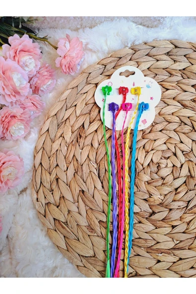 Akse RENGARENK UNİCORN 6'LI TAKMA ÖRGÜ SAÇ TOKA PEMBE SARI MOR MAVİ RENKLİ - 6