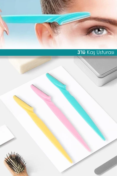 Luna Kitchen 3 Adet Yüz Jileti Ve Kaş Usturası Kadın Jileti Epilasyon 3'lü Bıyık Alma Düzeltici Ustra Seti - 2