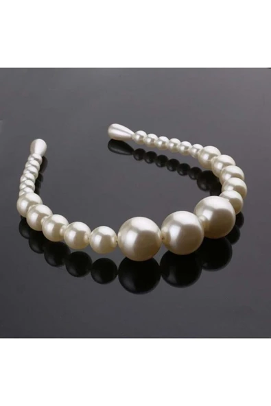 Evita Büyük Inci Süslemeli Taç - Gelin Tacı - Kına Tacı - Lohusa Tacı - 3