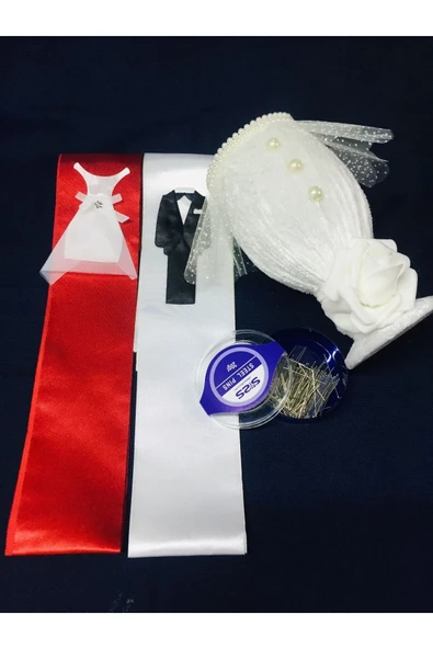 Sermet Süs Dünyası Düğün Gelin Damat Takı Merasimi Için Takı Kurdelası Iğne Ve Iğnelik Set Iğnedanlık Takı Kurdesi - 2
