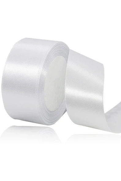 Sermet Süs Dünyası Beyaz Saten Kurdele Takı Kurdelesi 5 Cm-10m - 2