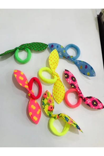 KRM BİJUTERİ 6 Adet Mini Tavşan Kulak Lastik Toka