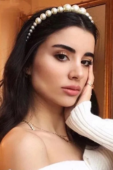 Evita Büyük Inci Süslemeli Taç - Gelin Tacı - Kına Tacı - Lohusa Tacı - 2