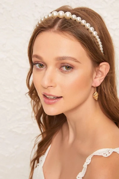 Enyuya Kadın Büyük Incili Taç , Saç Bandı , Aksesuar , Saç Tacı Gelin Taçı - 3