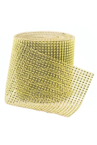 Aker Hediyelik 24 Sıra Taş Gold 1m 24lü Sıralı Gofret Kristal Taş Görünümlü Gofret Plastik Şerit Altın Rengi - 5