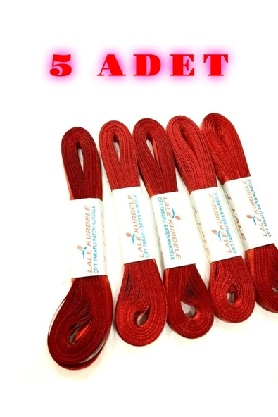 Sermet Süs Dünyası Kırmızı Saten Kurdale Kurdela Kurdele 1 Cm 5 Top 50 Mt.