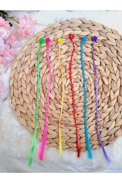 Akse RENGARENK UNİCORN 6'LI TAKMA ÖRGÜ SAÇ TOKA PEMBE SARI MOR MAVİ RENKLİ - 5