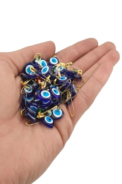 Aker Hediyelik Plastik Iğneli Nazar Boncuğu 100 Adet Lacivert - 2