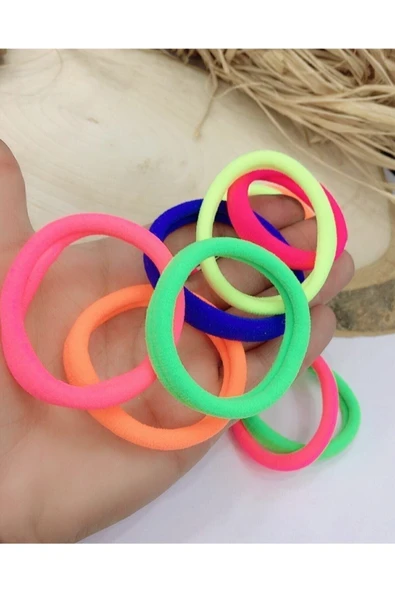 İNCİ AKSESUAR Kadın Neon Renkler Lastik Toka 12 Adet
