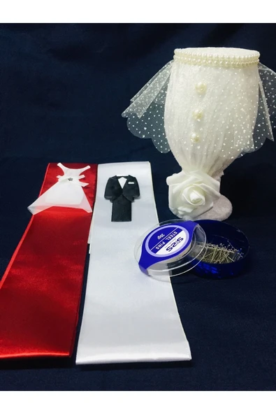 Sermet Süs Dünyası Düğün Gelin Damat Takı Merasimi Için Takı Kurdelası Iğne Ve Iğnelik Set Iğnedanlık Takı Kurdesi