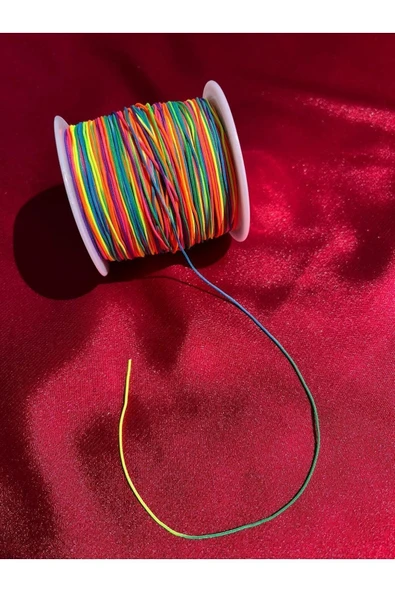 Aslan Online 10 Metre Gökkuşağı Renk Paraşüt Ipi, Takı Ipi (0,80 Mm)