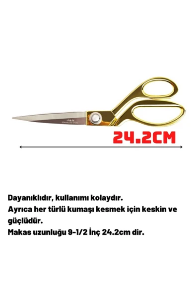 Artus Tedarik Profesyonel Metal Terzi Makası Altın Renkli Ve Iplik Temizleme Makası - 3