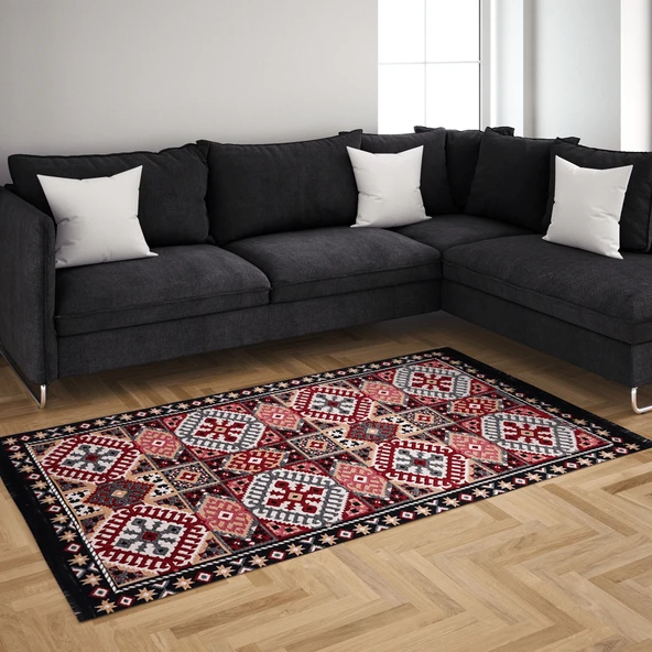 Bigghome Kilim, Makinede Yıkanabilir, Modern Desenli, 80x150 cm, SA25EU - 3