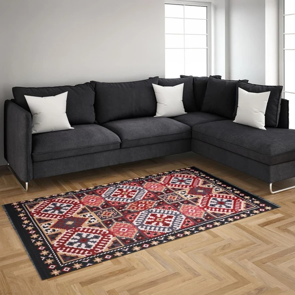 Bigghome Kilim, Makinede Yıkanabilir, Modern Desenli, 80x150 cm, SA25HC - 4