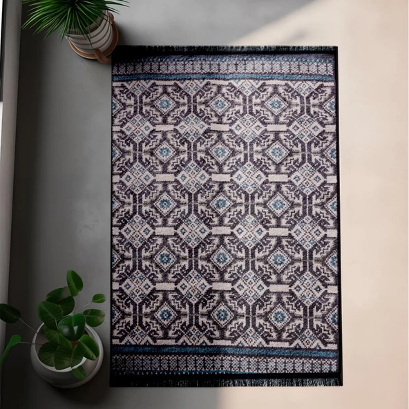 Bigghome Kilim, Makinede Yıkanabilir, Modern Desenli, 80x150 cm, SA25AT - 5