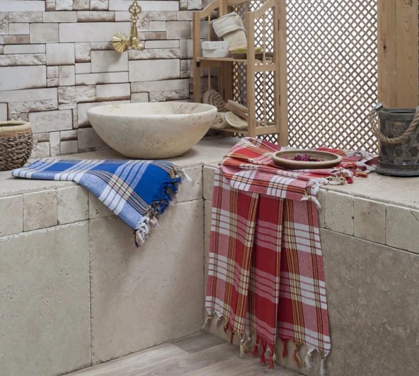 2 Adet Hamam Peştemali Havlu Peştemal Hamam Havlusu Banyo Havlusu - 2