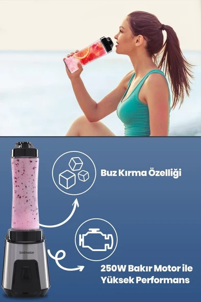 GOLDMASTER MİXUP GM-7259 KİŞİSEL BLENDER INOX - 9
