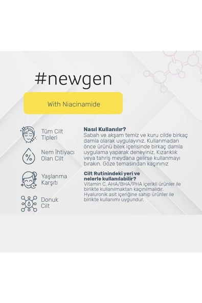 Newgen Niacinamide Gözenek Sıkılaştırıcı & Canlandırıcı Serum 30 ml - 2