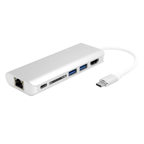 6 in 1 Type-C To Hdmi 2 Usb 3.0 Gigabit Sd Kart Type C Çevirici