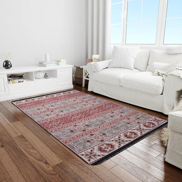 Bigghome Kilim, Makinede Yıkanabilir, Modern Desenli, 80x150 cm, SA25HC - 5