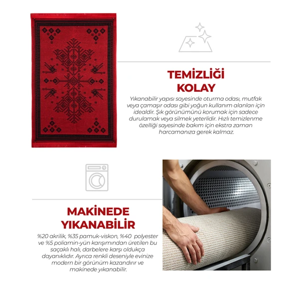 Bigghome Kilim, Makinede Yıkanabilir, Modern Desenli, 80x150 cm, SA25CY - 5
