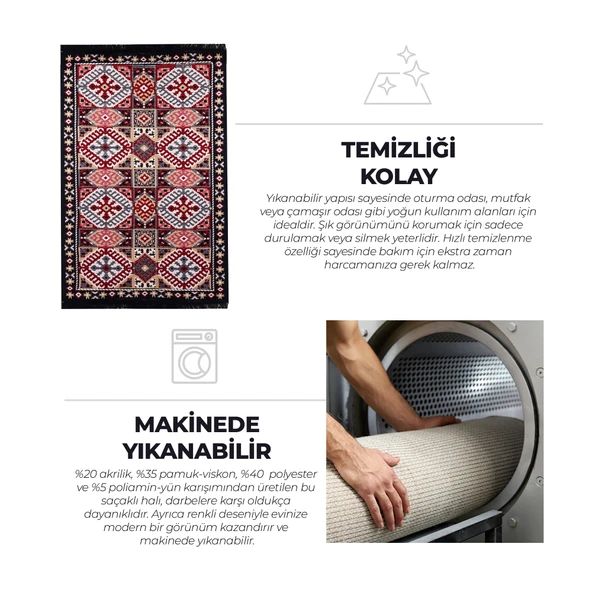 Bigghome Kilim, Makinede Yıkanabilir, Modern Desenli, 120x180 cm, SA25EU - 5