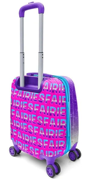 Coral High Mor Pembe Kız Çocuk Peri Baskılı Seyahat/Tatil Valizi (Dört Tekerlekli - İki Kademeli) - 5