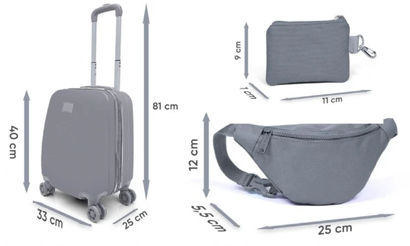 Coral High Erkek Çocuk Mavi-Lacivert Seyahat Seti (Valiz-Bel Çantası-Bozuk Para Cüzdanı) - Resim 6