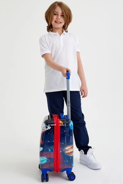 Coral High Lacivert Kırmızı Erkek Çocuk Seyahat Valizi - 6