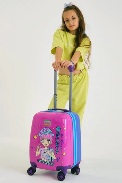 Coral High Pembe K-Pop Baskılı Kız Çocuk Dört Tekerlekli Valiz - 2