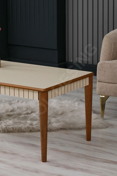 FAYMEND Luna Krem Lüx Ahşap Orta Sehpa - Resim 3