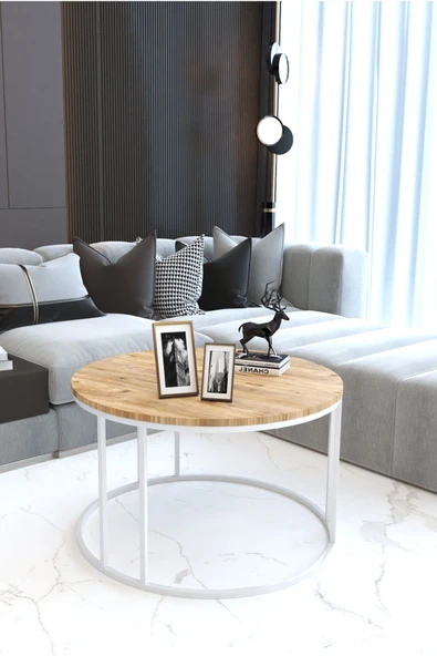 FAYMEND Tek Orta Sehpa Beyaz Atlantik Çam ürün görseli 1