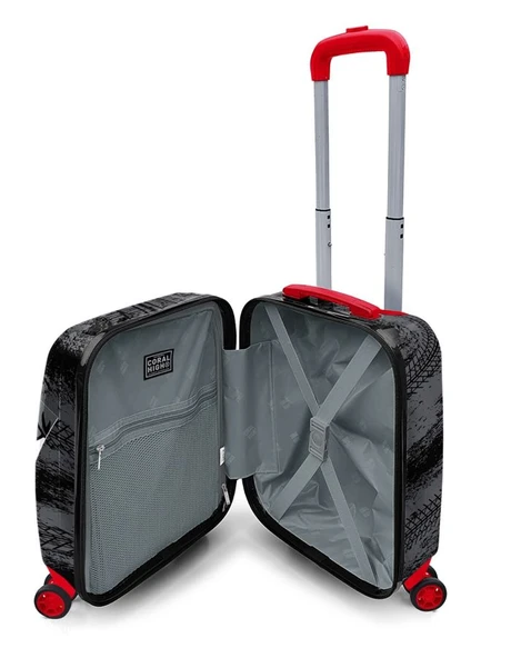 Coral High Siyah Kırmızı Araba Desenli Erkek Çocuk Valizi ve Bel Çantası Seyahat Seti 16738 - Resim 3