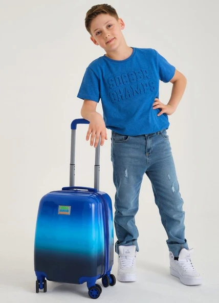 Coral High Erkek Çocuk Mavi-Lacivert Seyahat Seti (Valiz-Bel Çantası-Bozuk Para Cüzdanı) - Resim 2
