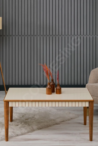 FAYMEND Luna Krem Lüx Ahşap Orta Sehpa - Resim 2