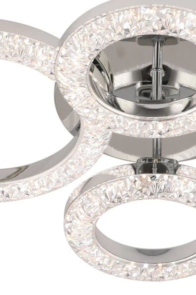 Capella Aydınlatma Kumandalı 3 Renk Işık Özellikli Dimmerli Modern Kaplama Plafonyer Led Avize Salon Mutfak Avize - 7