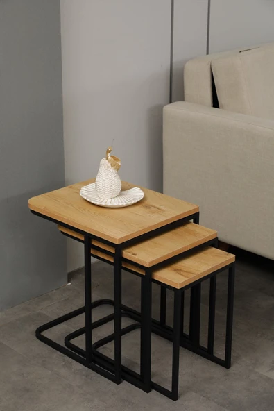 FAYMEND Zigon Sehpa - Yan Sehpa - Servis Sehpa - 3lü Sehpa 'Siyah Rivoli' ürün görseli 1