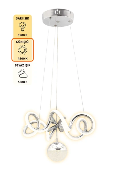 Capella Aydınlatma Markus Kumandalı 3 Renk Işık Özellikli Dimmerli Modern Kaplama Sarkıt Led Avize Salon Mutfak Avize - 5
