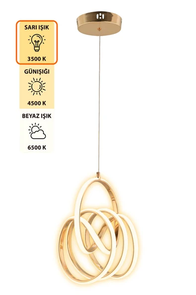 Capella Aydınlatma Kumandalı 3 Renk Işık Özellikli Modern Kaplama Sarkıt Led Avize Salon Avize - 4