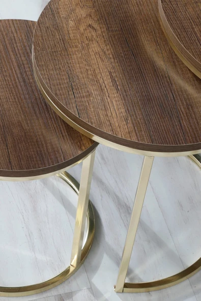 FAYMEND 3lü Lüx C Zigon Sehpa Gold Barok - Resim 2