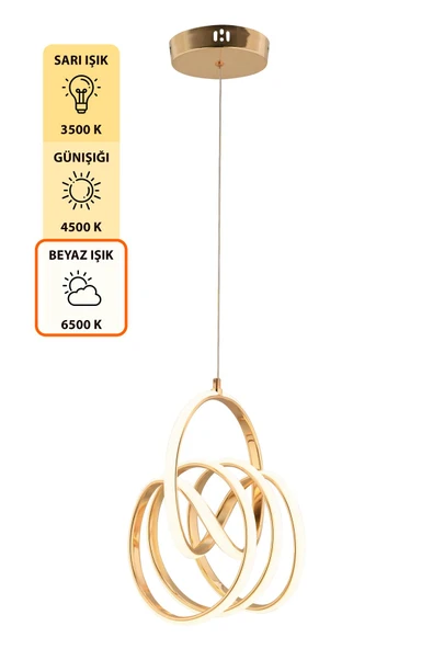 Capella Aydınlatma Kumandalı 3 Renk Işık Özellikli Modern Kaplama Sarkıt Led Avize Salon Avize - 6