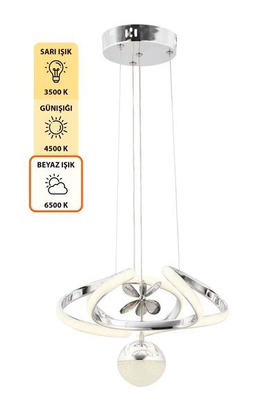 Capella Aydınlatma Alfa Kumandalı 3 Renk Işık Özellikli Modern Kaplama Sarkıt Led Avize Salon Avize - 7