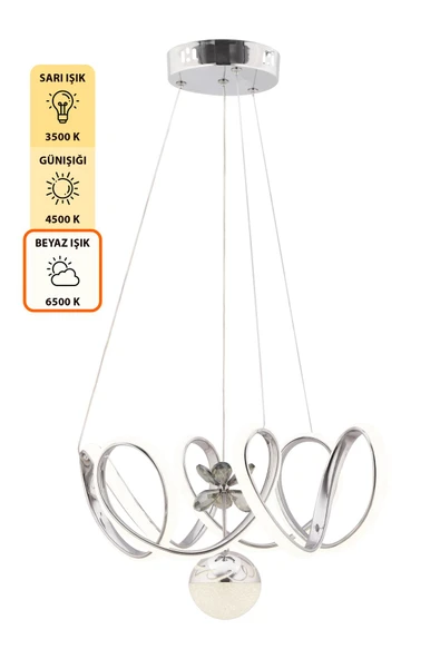 Capella Aydınlatma Mabel Kumandalı 3 Renk Işık Özellikli Dimmerli Modern Kaplama Sarkıt Led Avize Salon Mutfak Avize - 6