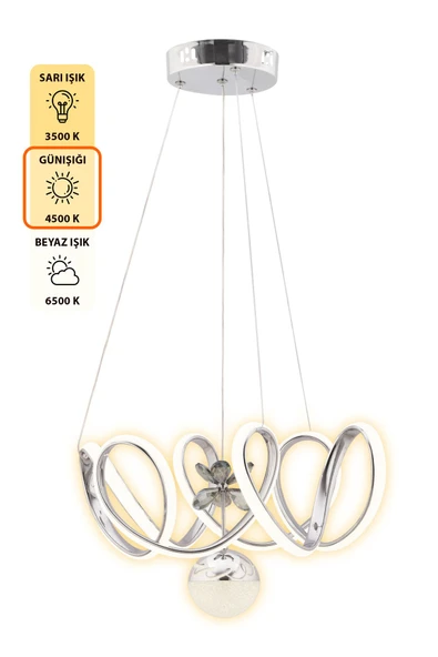 Capella Aydınlatma Mabel Kumandalı 3 Renk Işık Özellikli Dimmerli Modern Kaplama Sarkıt Led Avize Salon Mutfak Avize - 5