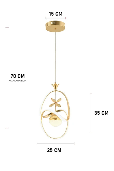 Capella Aydınlatma Stella Kumandalı 3 Renk Işık Özellikli Modern Gold Kaplama Sarkıt Led Avize Salon Avize - 7